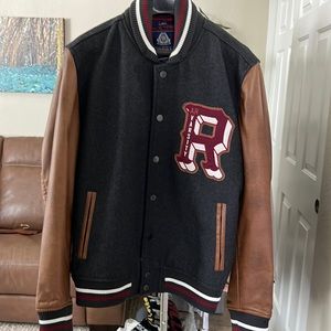 American Rag Mens Leather and Wool Varsity Jacket